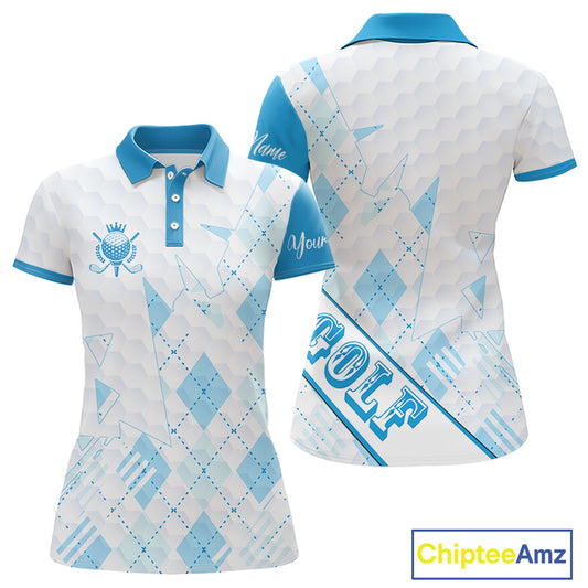 Personalized Womens Golf Shirt Argyle Style – Custom Name Polo, Gift For Mom, Golfer Gift Idea NHT671