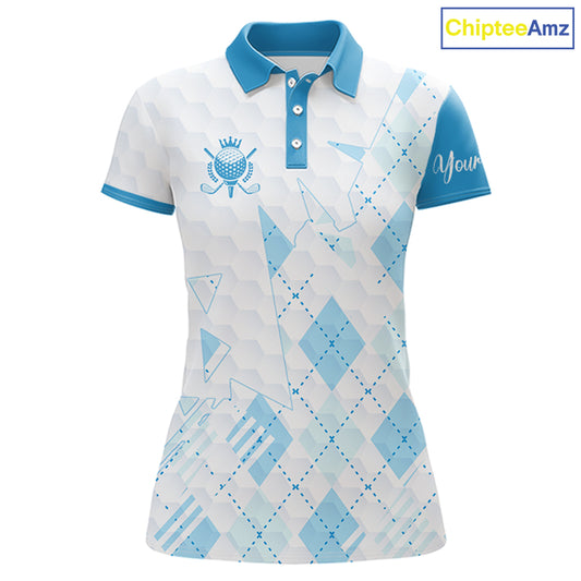 Personalized Womens Golf Shirt Argyle Style – Custom Name Polo, Gift For Mom, Golfer Gift Idea NHT671