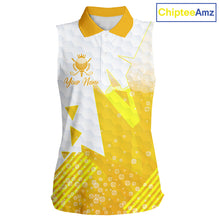 Load image into Gallery viewer, Personalized Womens Sleeveless Golf Shirt Beer Style – Custom Name Polo, Gift For Mom, Golfer Gift Idea NHT672