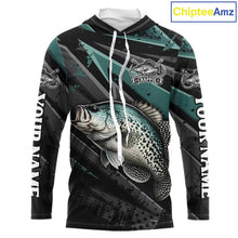 Load image into Gallery viewer, Crappie Custom Hooded Long Sleeve Performance Fishing Shirts, Crappie Hunter Fishing Shirt NHT525