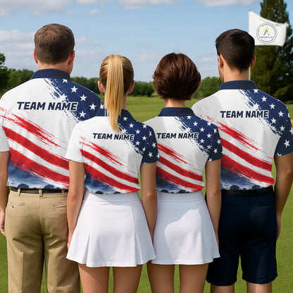 Women's Patriotic Golf Polo Shirt – USA Flag Golf Apparel, Red White Blue Performance Polo NHT1048