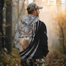 Load image into Gallery viewer, Deer Hunting Camo Custom Name 3D All Over Print Shirt Gray Black, Best Deer Hunting Shirt NHT210