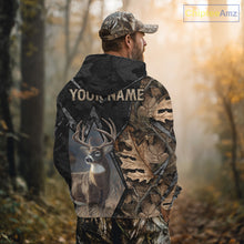 Load image into Gallery viewer, Deer Hunting 3D All Over Print Autumn Camo Black Shirt Custom Name Gifts For Hunter NHT216