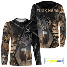 Load image into Gallery viewer, Deer Hunting 3D All Over Print Autumn Camo Black Shirt Custom Name Gifts For Hunter NHT216