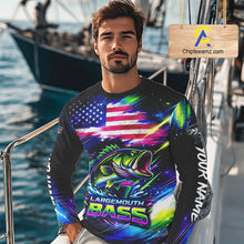 Load image into Gallery viewer, Personalized Bass Fishing Jerseys, Custom American Flag Fishing Shirts Long Sleeve For Men NHT458