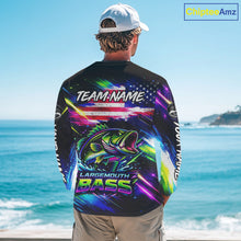Load image into Gallery viewer, Personalized Bass Fishing Jerseys, Custom American Flag Fishing Shirts Long Sleeve For Men NHT458