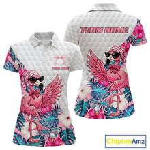 Load image into Gallery viewer, Pink Flamingo Golf Shirt For Women, Funny Tropical Patten Golf Polo Shirt, Ladies Golf Outfit For Team NHT730