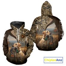 Load image into Gallery viewer, Yellow Lab Duck Hunting Camo Shirt, Personalized Waterfowl Hunting Clothes For Hunters NHT226