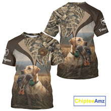 Load image into Gallery viewer, Yellow Lab Duck Hunting Camo Shirt, Personalized Waterfowl Hunting Clothes For Hunters NHT226