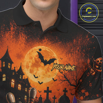 Halloween Bowling Shirt Personalized Pumpkin Bowling Shirt For Men Custom Team Name NHT1380