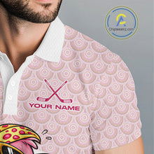 Load image into Gallery viewer, White Pink Mens Golf Shirt Flamingo Golf Funny Custom Team Name Cool Gift For Golfer NHT546