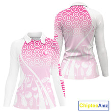 Load image into Gallery viewer, White Golf Pattern Custom Womens Golf Polo Shirt, Best Team Golf Shirt For Womens NHT562