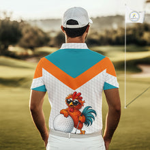 Load image into Gallery viewer, Personalized Cool Rooster With Sunglasses Golf Polo - Custom Name Funny Chicken Golf Shirt NHT954