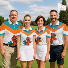 Load image into Gallery viewer, Personalized Cool Rooster Golf Polo Shirt – Custom Name Funny Chicken Golf Shirt