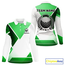 Load image into Gallery viewer, Green And White Golf Ball Golf Polo Shirts Custom Golf Clothing , Golf Gifts For Womens NHT591