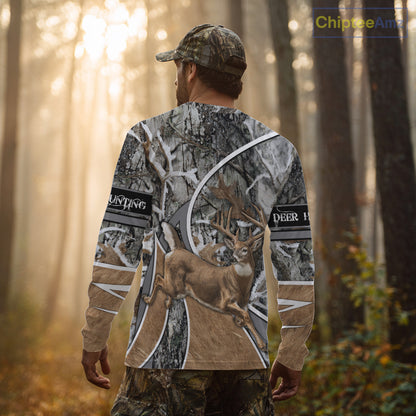 Whitetail Deer Hunting Big Game Shirt 3D All Over Print, Snow Winter Camo, Gift For Hunters NHT173