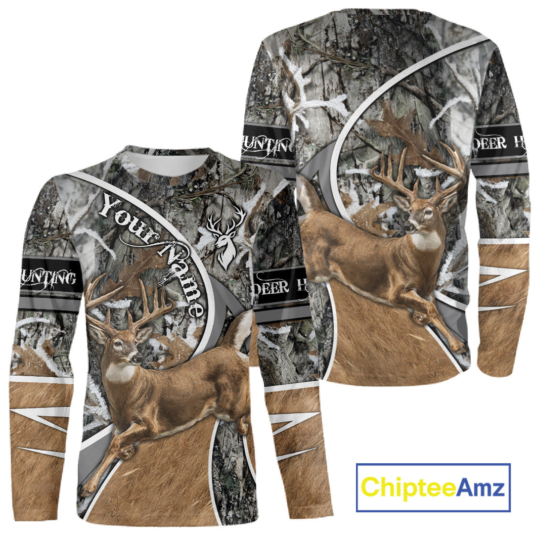 Whitetail Deer Hunting Big Game Shirt 3D All Over Print, Snow Winter Camo, Gift For Hunters NHT173