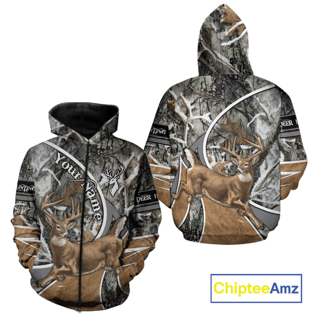 Whitetail Deer Hunting Big Game Shirt 3D All Over Print, Snow Winter Camo, Gift For Hunters NHT173