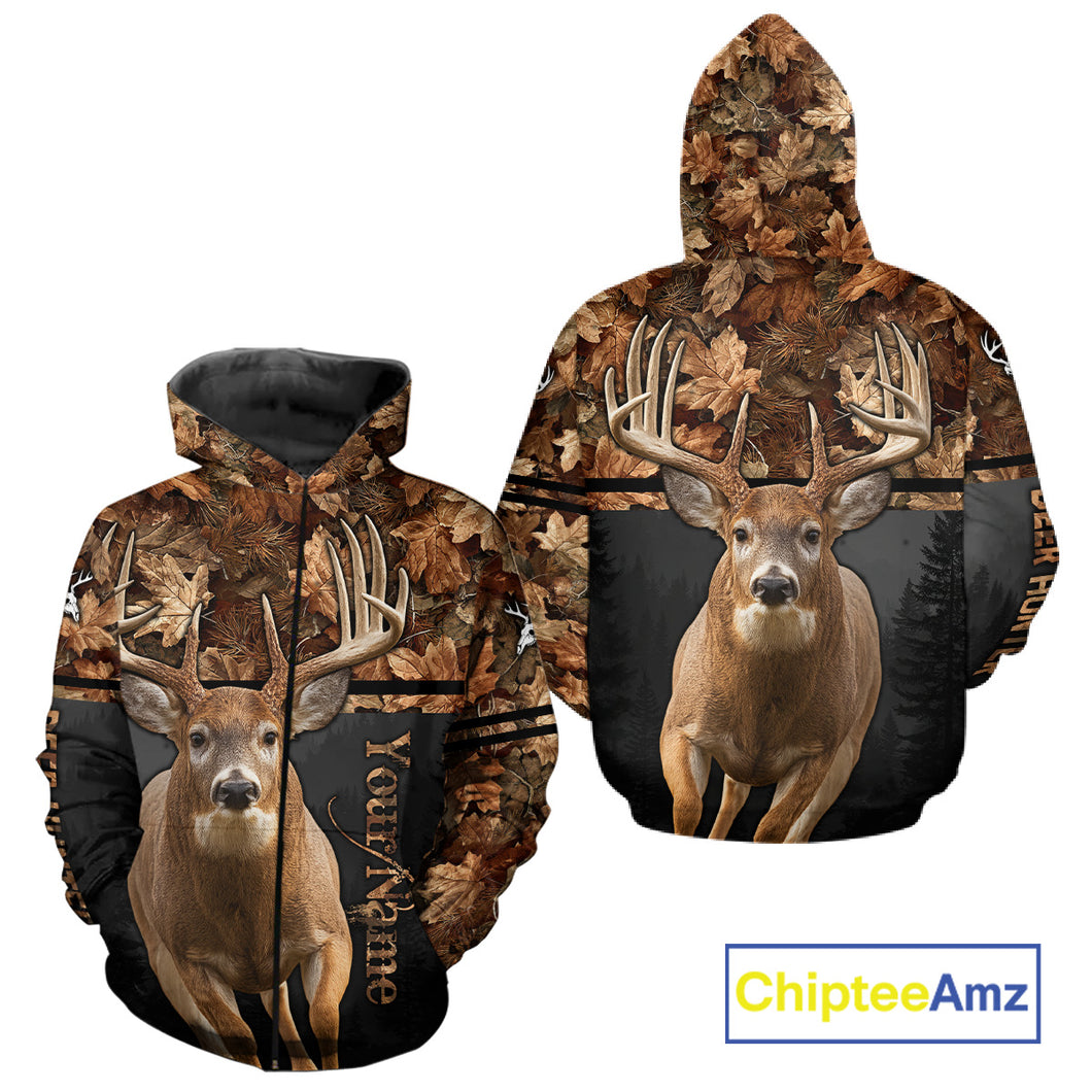 Best Custom Camo Autumn Whitetail Deer Hunting Shirt With Full All-Over 3D For Deer Hunters NHT180