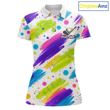 Load image into Gallery viewer, Personalized Colorful Paint Stroke Womens Golf Polo Shirt Flaming Golf Ball Custom Best Team Golf Shirts NHT624
