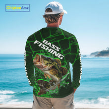 Load image into Gallery viewer, Largemouth Bass Fishing, Fishing Shirt Scale Custom Name Long Sleeves, Fishing Gift | Green NHT392