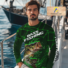 Load image into Gallery viewer, Largemouth Bass Fishing, Fishing Shirt Scale Custom Name Long Sleeves, Fishing Gift | Green NHT392