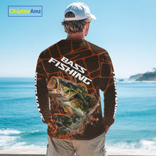 Load image into Gallery viewer, Largemouth Bass Fishing, Fishing Shirt Scale Custom Name Long Sleeves, Fishing Gift | Orange NHT393