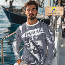 Load image into Gallery viewer, Bass Fishing Gray Camo Custom Name, Personalized Bass Fishing Jerseys For Men NHT493