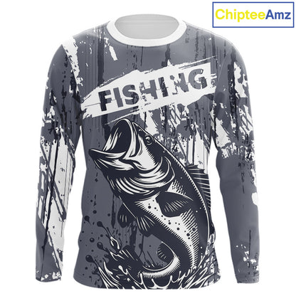 Bass Fishing Gray Camo Custom Name, Personalized Bass Fishing Jerseys For Men NHT493