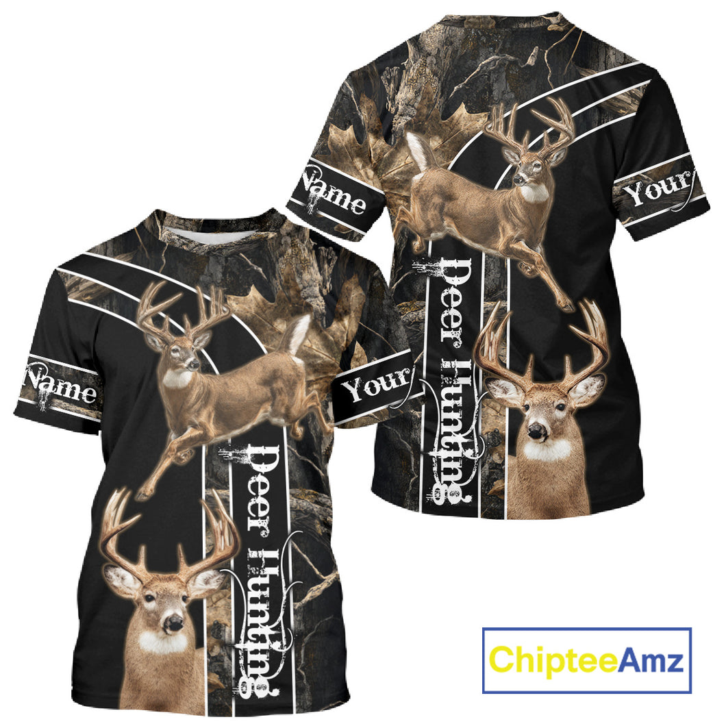 Best Deer Hunting Shirt Jumping Deer Custom Name Camo Clothes For Deer Hunters Gifts NHT187