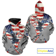 Load image into Gallery viewer, Deer Hunting 3D US Flag Camo Gray Grim Reaper Deer Skull Full Printing Custom Name Shirt NHT203