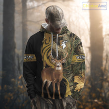 Load image into Gallery viewer, Deer Hunting 3D Black Camo Forest Custom Name All Over Print Shirt, Deer Hunting Gifts NHT208