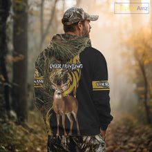 Load image into Gallery viewer, Deer Hunting 3D Black Camo Forest Custom Name All Over Print Shirt, Deer Hunting Gifts NHT208