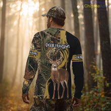 Load image into Gallery viewer, Deer Hunting 3D Black Camo Forest Custom Name All Over Print Shirt, Deer Hunting Gifts NHT208