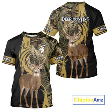 Load image into Gallery viewer, Deer Hunting 3D Black Camo Forest Custom Name All Over Print Shirt, Deer Hunting Gifts NHT208