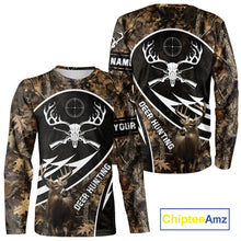 Load image into Gallery viewer, Skull Deer Hunting Hoodie and Sweatshirt – Brown Camo Gear with Custom Name for Hunters NHT345