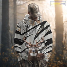 Load image into Gallery viewer, Best Deer Hunting Shirt 3D Gray Winter Camo Custom Name All Over Print Hunting Clothes NHT219