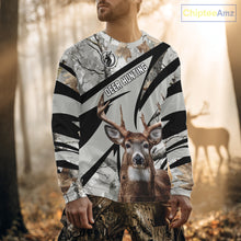 Load image into Gallery viewer, Best Deer Hunting Shirt 3D Gray Winter Camo Custom Name All Over Print Hunting Clothes NHT219