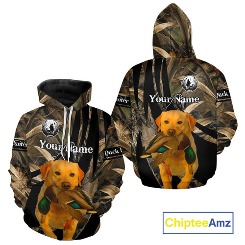 Yellow Lab Duck Hunting Camo Shirt – All Over Print Design, Perfect Gift for Hunters NHT227