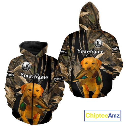 Yellow Lab Duck Hunting Camo Shirt – All Over Print Design, Perfect Gift for Hunters NHT227
