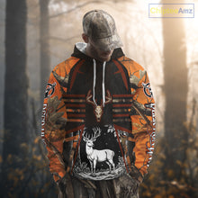Load image into Gallery viewer, Blaze Orange Camo Hoodie Hunting Shirt, Deer Sweatshirt Shirt for Men, Deer Hunting Season NHT356