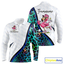 Load image into Gallery viewer, Funny Pink Flamingo Custom Colorful Neon Leopard Team Golf Polo Shirt For Men NHT544
