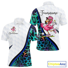 Load image into Gallery viewer, Funny Pink Flamingo Custom Colorful Neon Leopard Team Golf Polo Shirt For Men NHT544