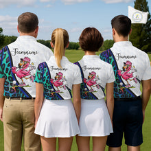 Load image into Gallery viewer, Funny Pink Flamingo Custom Colorful Neon Leopard Team Golf Polo Shirt For Men NHT544