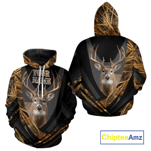 Deer Hunting Shirt Black Camo Brown 3D Custom Name, Season Deer Hunting, Deer Hunting Gift NHT139