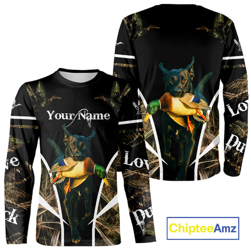Duck Hunting With Black Lab Custom Name 3D All Over Print Shirt, Duck Hunting Shirt NHT145