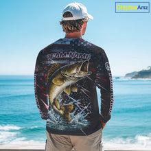 Load image into Gallery viewer, Personalized US Flag Walleye Fishing Shirts Long Sleeve, Patriotic Walleye Fishing Apparel NHT482