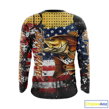 Load image into Gallery viewer, American Flag Custom Redfish Fishing Shirts Long Sleeve, Patriotic Redfish Fishing Jerseys NHT484