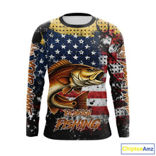 Load image into Gallery viewer, American Flag Custom Redfish Fishing Shirts Long Sleeve, Patriotic Redfish Fishing Jerseys NHT484
