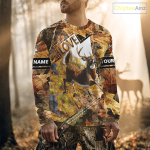 Whitetail Deer Hunting Shirt Personalized 3D All Over Print Autumn Camo Hunting Clothes NHT155